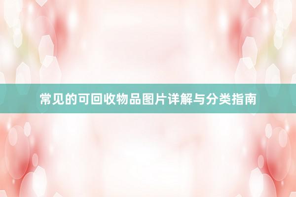 常见的可回收物品图片详解与分类指南