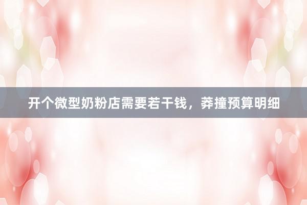 开个微型奶粉店需要若干钱，莽撞预算明细